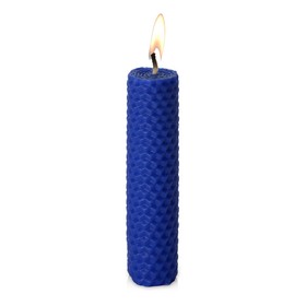 Свеча из вощины 3 х 12,5 см с деревянным ярлыком, синий
